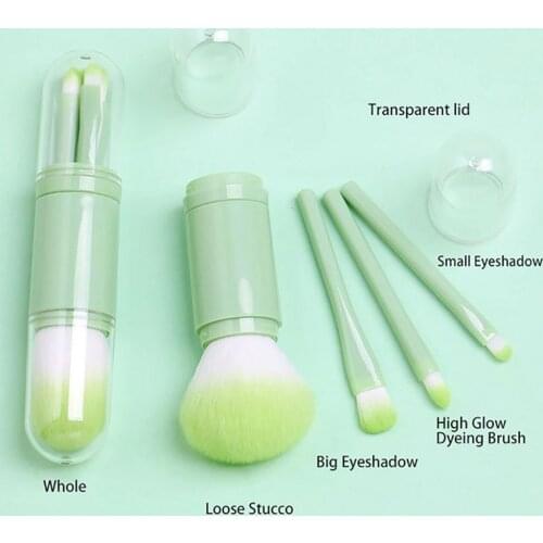 Telescopic 4 in 1 Travel Portable Makeup Brushes Set Eyeshadow Brush Lip Cosmetics For Face Makeup Brush Kit