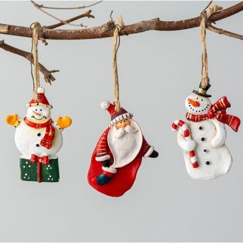 Christmas Tree Ornaments Resin Santa Claus Snowman Pendant Gift Kids Toys New Year 2022 Christmas Decoration For Home Decor