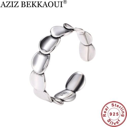 AZIZ BEKKAOUI Snake Bone Ring S925 Sterling Silver Female Fashion Personality Opening Design Simple Adjustable Scale Ring