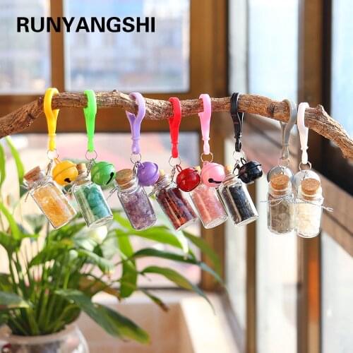 1PC Natural Crystal Stone Colored gemstone Wishing bottle key chain Bag hanging decoration Pendant For children gift