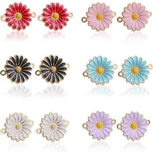 10pcs/lot 18.5mm flower Alloy Dripping Oil bracelet Connector for DIY Handmade Jewelry Necklace Accessories dsg4