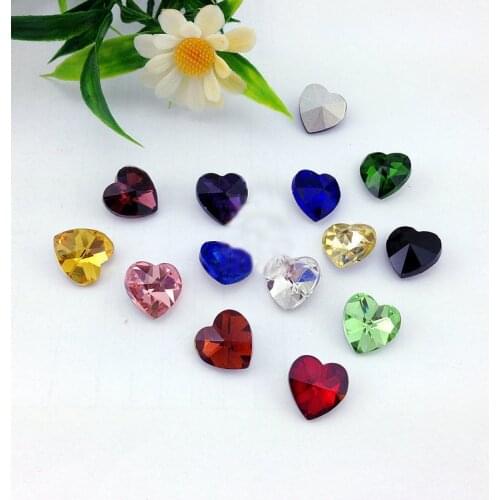 Top quality 100pcs 14mm heart crystal Glass beads Diy beads Without Hole For Clothes, wedding party supplies wedding backdrops