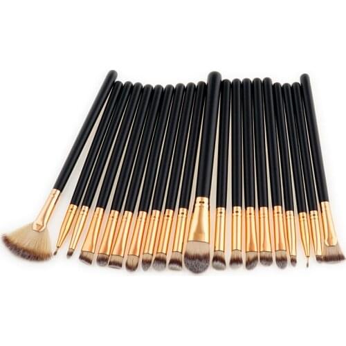 20pcs Pro Makeup Brushes for Eye Shadow Set Foundation Round Black Contouring Base Smooth Blending Lip Brow Brush Make Up Tools