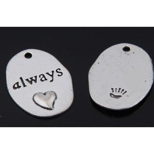 24*18mm 100pcs Zinc Alloy letter "always" Simple Charm Tag Necklace Pendant DIY Fashion Jewelry For Women&Men