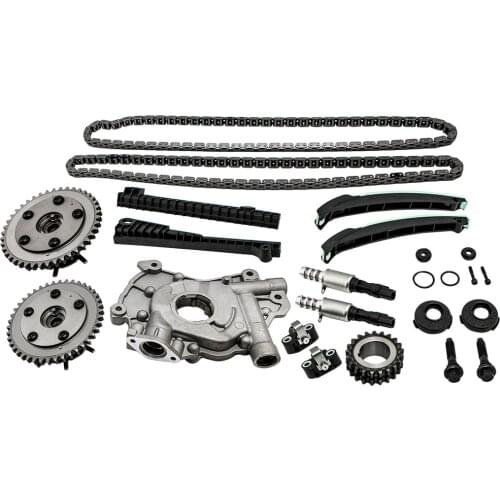 5.4L 3V Timing Chain For Lincoln 2004 2005 2006 2007 2008 Oil Pump Kit+Cam Phasers+Solenoid For Ford F150