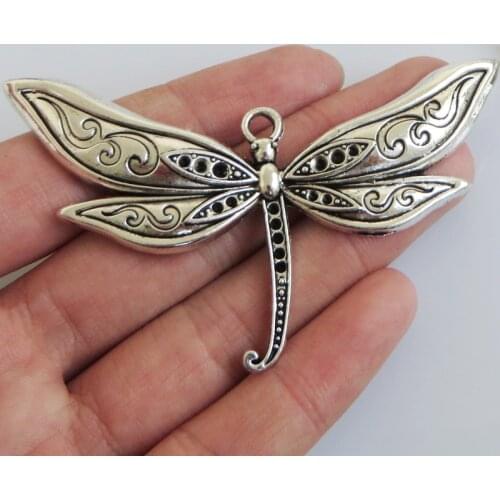 5PCS Large Tone Dragonfly Charms Pendants for DIY Necklace Making Jewelry Findings 79x41mm