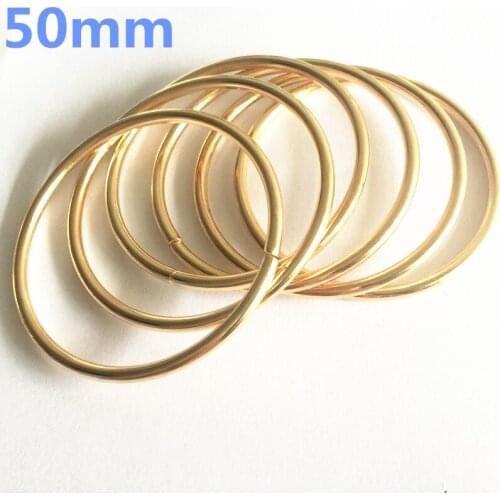 50pcs 50mm Metal Round O Ring Buckle Non Welded Rose Gold Garment Accessories DIY For shoes bag webbing strap