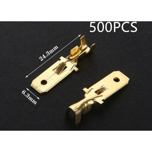 500pcs/lot 6.3mm Crimp Terminal Male Splice Spade Connector Copper Splice With Case