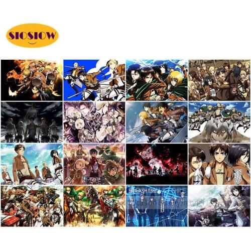 5D Diamond Embroidery Attack On Titan Daimond Painting Cartoon Full Square Cross Stitch Anime Poster Handmade Wall Decor Bedroom