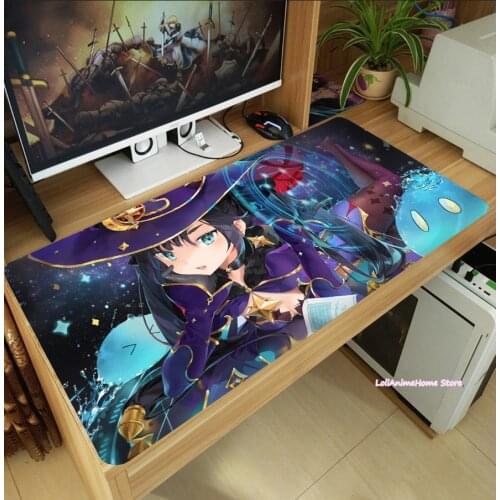 Genshin Impact Mona Theme Anime Sexy Large Mouse Pad Gaming Computer Desktop Keyboard Mat Anti-Slip Playmat Otaku Cosplay Gift
