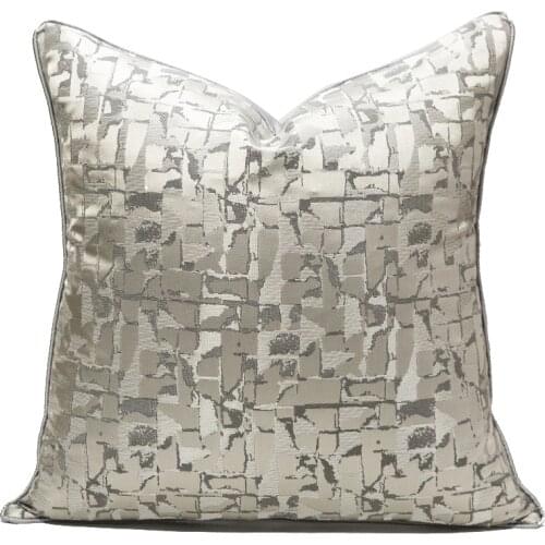Cushion Cover Silver Gray Abstract Geometric Jacquard Pillowcase Decorative Pillow Covers For Home Bedroom Sofa Decor 45*45cm