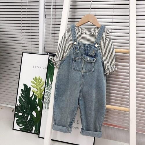 Unisex Kids Denim Overalls Spring New Arrival Korean Fashion Denim Jumpsuit for Girls Boys Pants High Quality Children Jeans