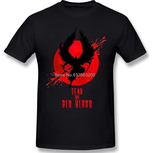 Fear The Old Blood T-Shirt Men Top Quality Short Summer Sleeve Bloodborne Dark Souls Horrible Games Casual Loose