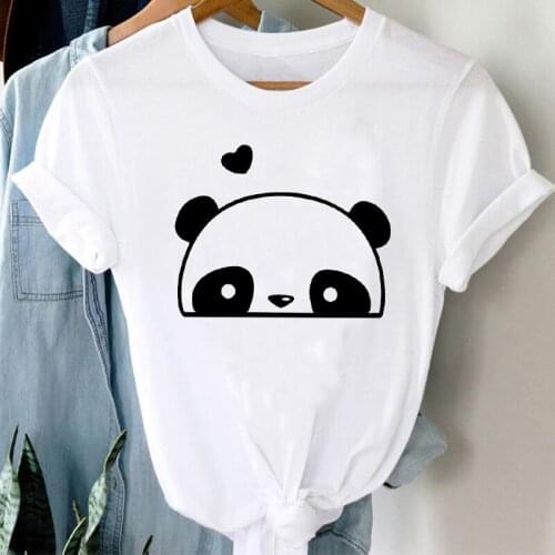 T-shirts Women Cartoon Panda Short SleeveFashion Casual 90s Cute Clothes Stylish T Tshirt Top Lady Print Girl Tee T-Shirt