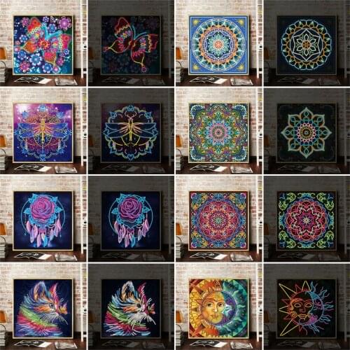 HUACAN DIY Luminous Diamond Painting Butterfly Special Shaped Rhinestones Diamonds Art Luminous Painting Mosaic Mandala Wall Art