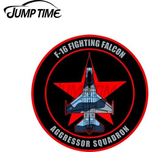 JumpTime 13 x13cm F-16 Fighting Falcon Aggressor Squadron Vinyl Car Stickers Scratch-proof Window Trunk Decoration Vehicle Decal