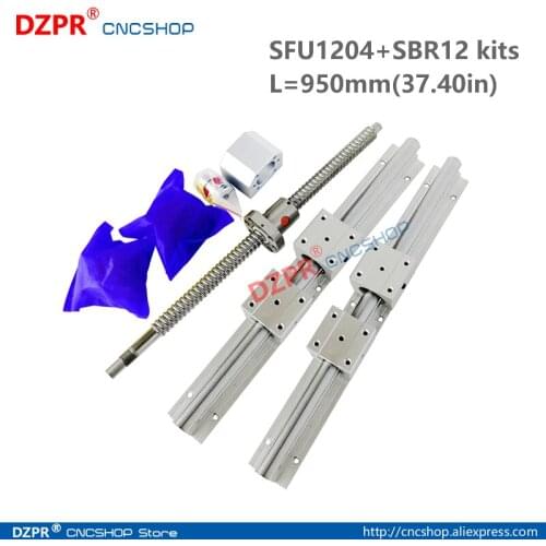 CNC Parts Set SFU1204 950mm 37.40in + SBR12 950mm Rail SBR12UU block BK10/BF10 End Support+RM1204 Nut bracket 6.35*8mm coupler