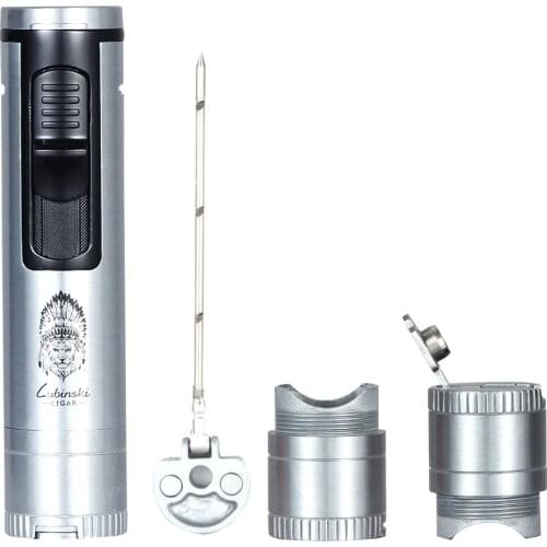 LUBINSKI Multifunction Cigar Lighter Butane Gas Torch Lighter Portable Briquet Funny 1 Jet Windproof Smoking Cigar Accessories