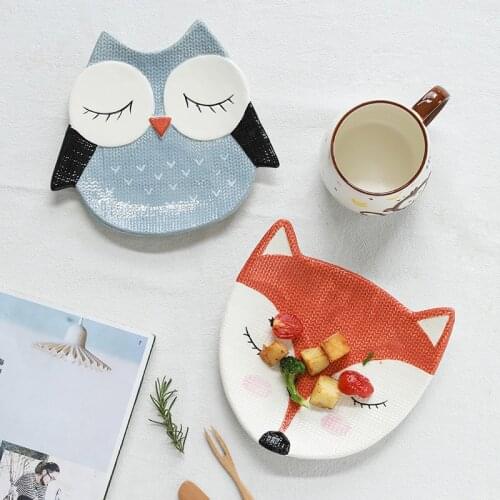 Cartoon Owl Dinner Plates Home Decor Kids Fruit Plates Cute Animal Shape Porcelain Food Tray Christmas Dish Drop Shipping