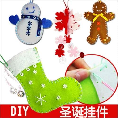 Cartoon Intellectual develop Kids Non-woven DIY sewing bag Cloth Decorative pendant Handmade Crafts Christmas gift AU264