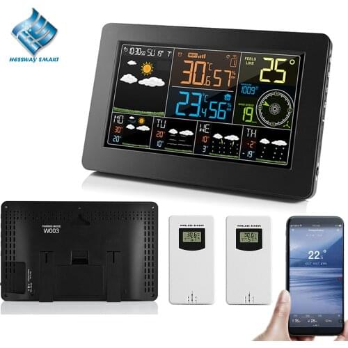 WIFI Weather Forecast Wall Clock 3 Wireless Sensor Remote Detection for Mushroom Greenhouse Temperature and Humidity Monitoring