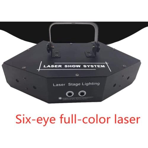 Professional RGB Laser Light 6 Eyes Laster Lights DMX Stage Light for Disco Dance Halls Bars KTV Nightclub Wedding Family