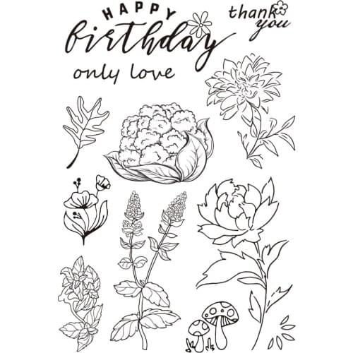 Flowers Transparent Clear Silicone Stamps for DIY Scrapbooking/Card Making/Kids Christmas Fun Decoration Supplies