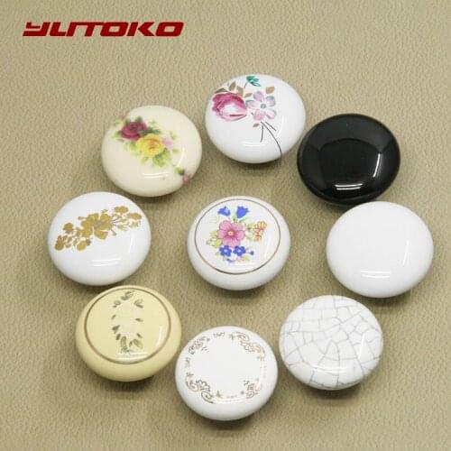 YUTOKO 38mm Hand-painted Ceramic Drawer Knobs Cabinet Knobs Cupboard Handles with base for Kids Furniture Handle
