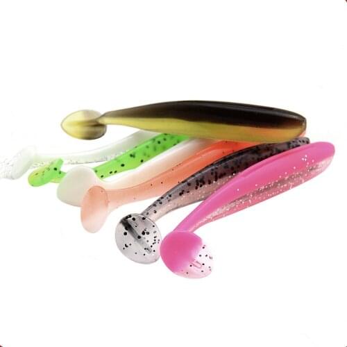 Fishing Lure Soft Bait T Tail Fish Bass Mandarin Perch Grub Drop-Shot Rig Artificial Lures Jig Head Hook Lot 10 Pieces