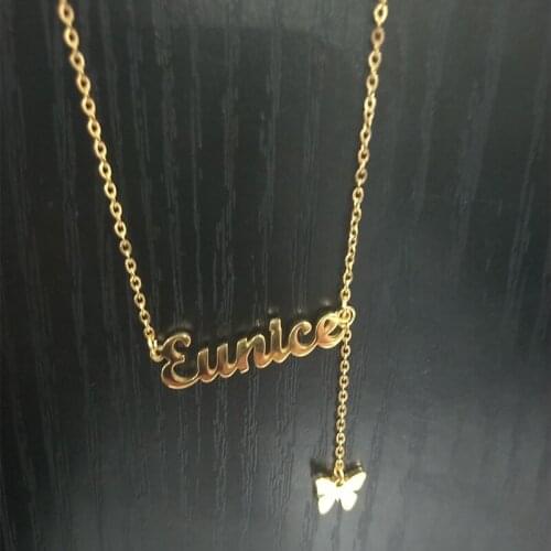 Cute Butterfly Name Necklace Custom Jewelry Stainless Steel Double Name Necklace Personalized Handmade Gifts For Friends