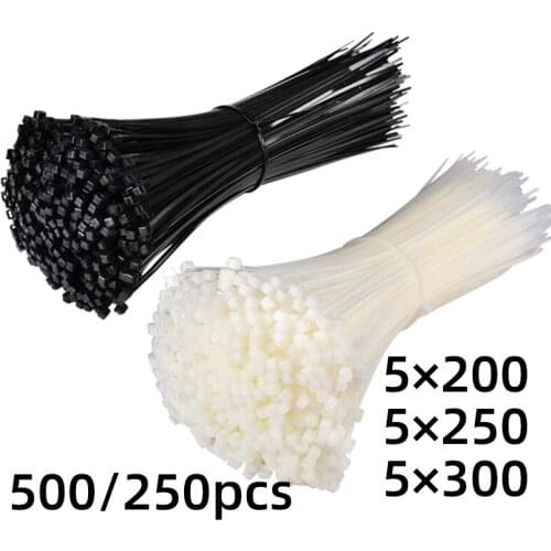 Recommend ZYCN 250/500PCS Nylon Cable Ties Width 4.6mm*200 300 Color Black Assorted Self Locking Plastic Zip Loop Wire Wrap