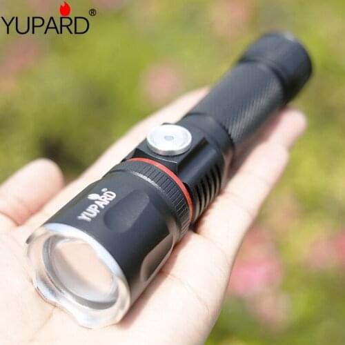 YUPARD T6 LED Multifunctional Zoom Flashlight USB Rechargeable Powerful COB Camping light tail magnet Work Light +18650 battery
