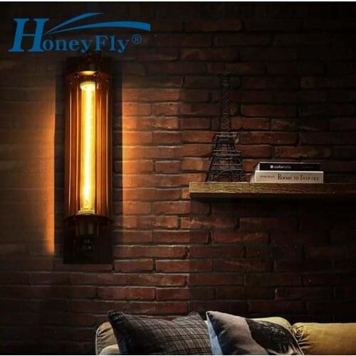 HoneyFly Retro LED Wall Lamp Bra Iron Loft Lamps Bedroom Corridor Restaurant Pub Edison LED Wall Lamp Sconces Rustic Style
