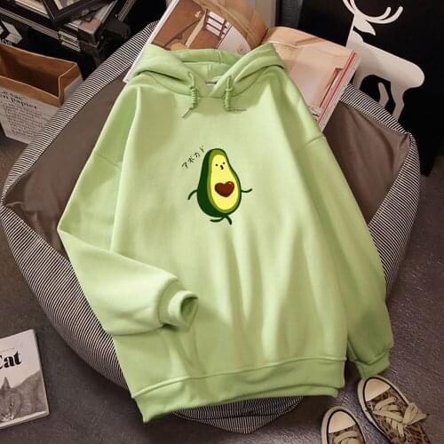 Spring and Autumn Harajuku Sweatshirt for Women Long Sleeve Hoodie Fleece Avocado Hoodie Drawing Sweatshirt Women Kpop Clothes