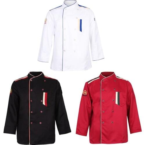Men Women Executive Chef Long Sleeve Uniform Coat Jacket Clothes Baker, Comfortable