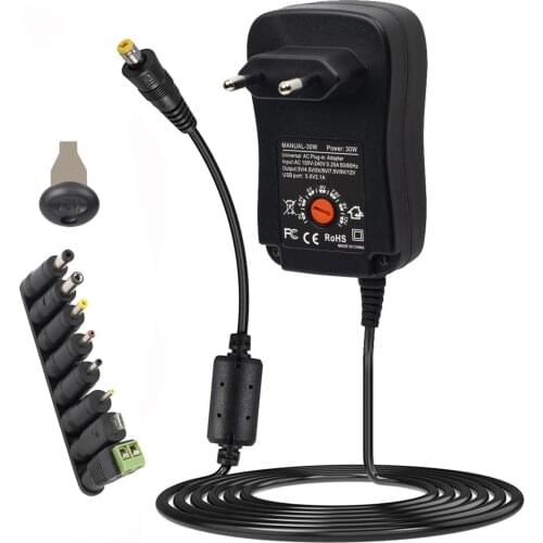 3V/4.5V/5V/6V/7.5V/9V/12V 2A/2.5A Ac/Dc EU Plug Verstelbare Power Adapters Usb Universele Lader Schakelaar Voeding