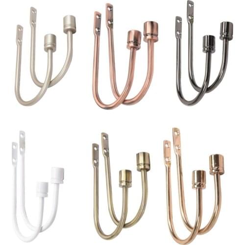 Curtain Holdbacks, 2PCS U Shaped Hook Wall Mounted Tassel Curtain Tieback Hook Drapery Tiebacks Curtain Accessories