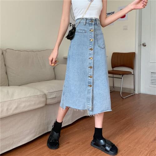 2021New Spring Summer Women Vintage Denim Midi Wrap Long Skirts Pocket Korean Style High Waist Sheath Short Jeans Skirts