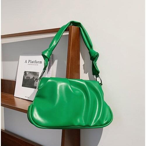 High Quality PU Leather Solid Color Shoulder Bags For Women 2021 Luxury Brand Ladies Handbags Crossbody Bag Green Shopping Purse