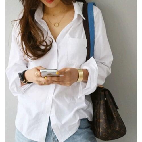 Women Shirts and Blouses 2021 Feminine Blouse Top Long Sleeve Casual White Turn-down Collar OL Style Women Loose Blouses