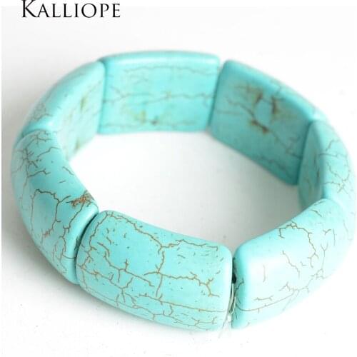 Fashion new hot selling 20mm long striped blue bracelet wholesale jewelry for female unique gift