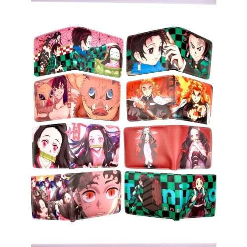 Anime Demon Slayer: Kimetsu no Yaiba Wallet Toy PU Leather Billfold Coin Short Purse Card Holder Pocket Cartoon Wallet Toy Gifts