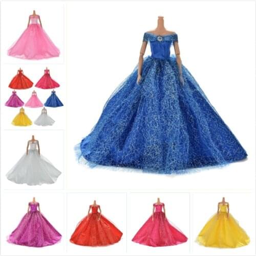 1pcs Doll Trailing Skirt Dress Handmake Wedding Princess Dress Elegant Clothing Gown For Doll Dresses
