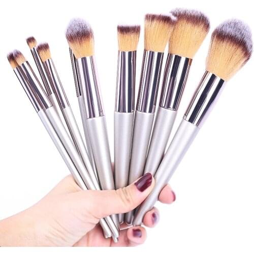 10pcs Makeup Brushes Tool Kit Soft Powder Makeup Professional Eyebrows Eyeliner Set Of Brush wood Blush Powder Foundation