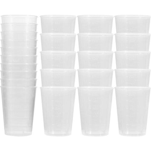 100pcs 50ml Measuring Cups Practical Transparent Plastic Measuring Cups 50ml Graduated Measuring Cup