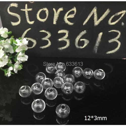2016 New arrival 100pieces per lot 12*3mm glass globe with 3mm hole Glass bottle empty vial pendant jewelry findings mini ball