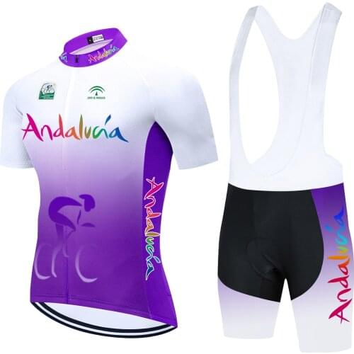 2021 PRO TEAM ANDALUCIA Cycling Jersey Set 20D Bike Shorts Suit MTB Ropa Ciclismo Mens Summer Bicycling Maillot Culotte Clothing