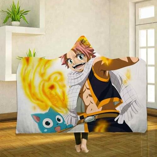 Anime Fairy Tail 3D Printing Throw Hooded Blanket Wearable Warm Fleece Bedding Office Quilts Soft Adults Travel 22