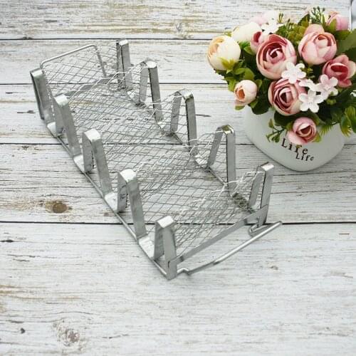 BBQ Utensil Stainless Steel Taco Rack Hold 4 Tacos Pies Silver Taco Holder Mexican Food Holders Cooking Accessories Kitchen Tool
