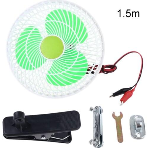 12V Oscillating Stepless Speed Air Cooling Electric Fan Swing Clip Fan for Car Vehicle Outdoor Home Camping Hiking